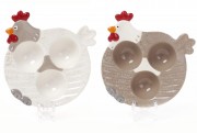 Набор керамических подставок для 3-х яиц Bon Курочка 834-741, 2 вида, 15см, 4 шт