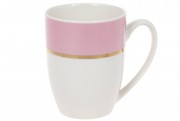 Набір кухлів порцелянових Bon Золота Лінія 588-181, 340мл, колір - рожева пудра з білим, 12 шт.
