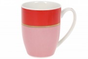 Набор кружек фарфоровых Bon Золотая Линия 588-185, 340мл, цвет - розовый с красным, 12 шт