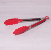 Щипці Kamille червоний нейлонові 30.5см з ручками з нержавіючої сталі KM-7515