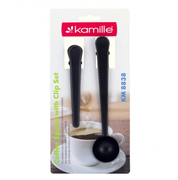 Ложка мірна для кави Kamille із затискачем + затискач 2 пр.(чорний) KM-8838