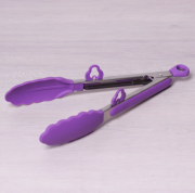 Щипцы Kamille силиконовые фиолетовый 35.5см с ручками из нержавеющей стали KM-7513