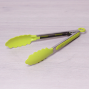 Щипці Kamille нейлонові салатовий 30.5см з ручками з нержавіючої сталі KM-7515