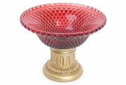Конфетница со стеклянной чашей Bon 434-131, 26см, цвет - красный, золото