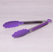 Щипці Kamille нейлонові фіолетовий 30.5см з ручками з нержавіючої сталі KM-7515