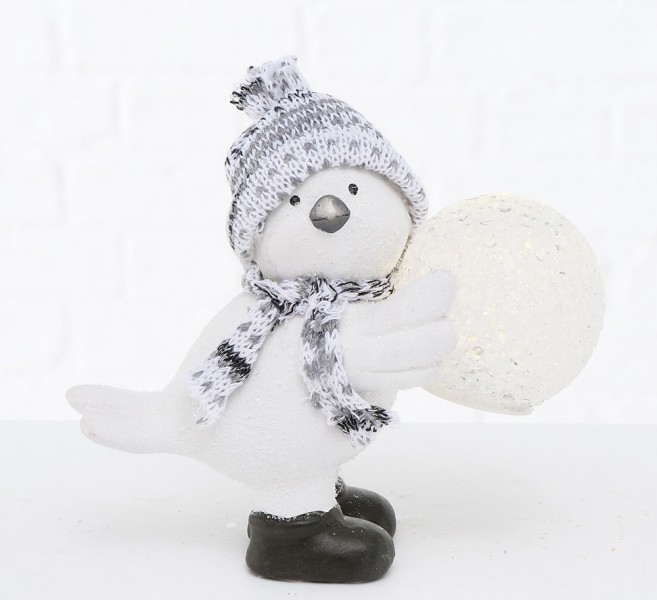 Статуэтка птица Тенни с LED подсветкой керамика h12.5см Present 2002621 Белый