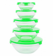 Набір скляних ємностей з кришками із пластику 5 шт зелений SNT MSN-6014