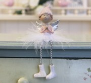 Декоративна новорічна іграшка Ангел, що молиться, h7см Present 1016569-1 Рожевий
