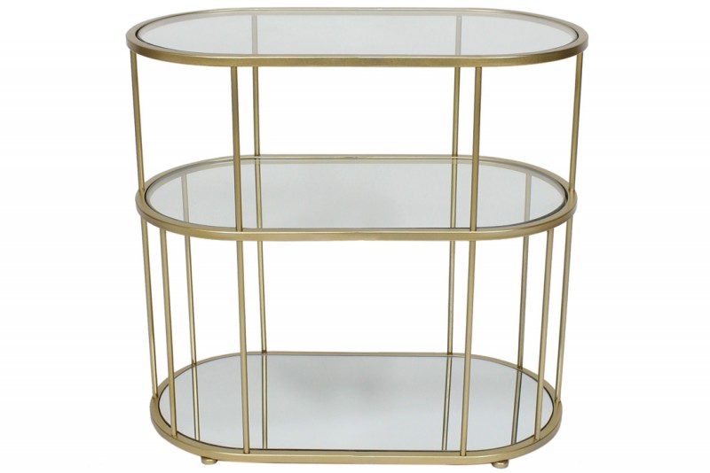 Столик металлический Bon TY1-239 со столешницей из серого закалённого стекла, 60см, цвет - золото