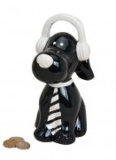 Скарбничка собака в навушниках кераміка 9X16X20 см Present 10012848 Чорний