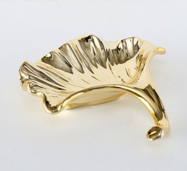 Декоративна тарель Гінкго кераміка 18*16 см Present 2005339 Золотий