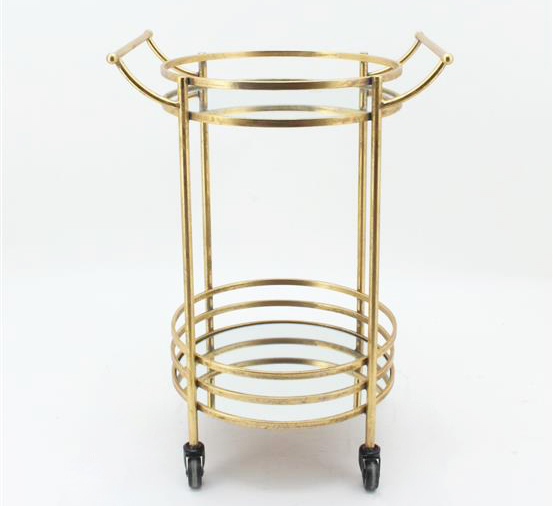 Сервировочный столик на колесах из металла с зеркальной столешницей Present 81362 золотой