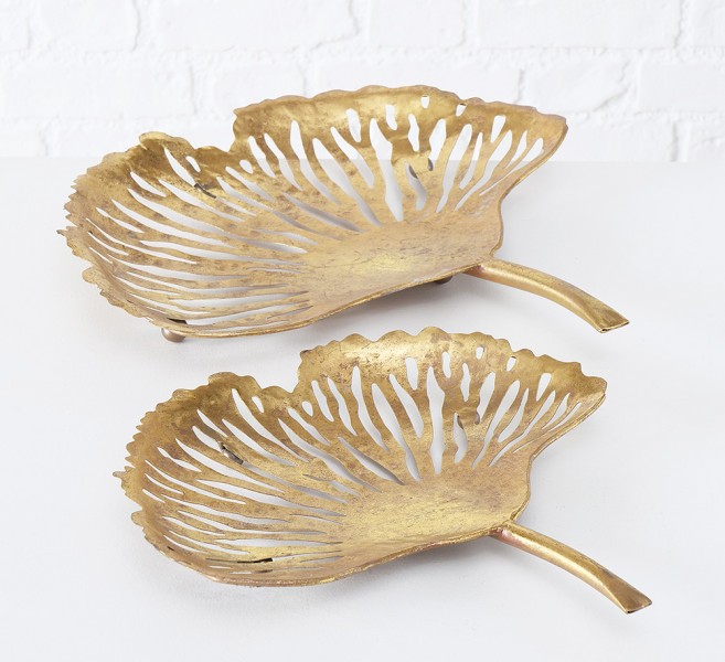 Набор двух декоративных чаш Гинкго Н 7-9 см металл Present 1021873 золото