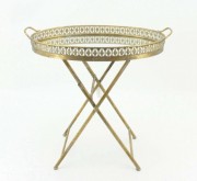 Кавовий столик-піднос із металу кольору зі скляною стільницею Present 81149 золотий