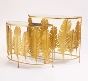 Консольний столик із дзеркальною стільницею Набір із 2шт Перо метал Present 60616 золотий