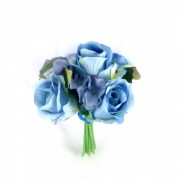 Букет Троянда+Гортензія маленька тканина 35 см Present 709 Блакитний