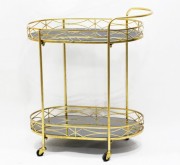 Столик сервировочный  на колесах из металла со стеклянной столешницей Present 50158 золотой