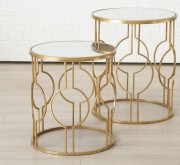 Комплект кавових столиків Едісон метал h50-60см d45-50см Present 1013056 Золотий