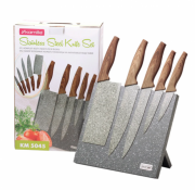 Набор ножей Kamille 6 предметов на подставке с мраморным покрытием (5 ножей+подставка)