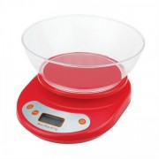 Весы кухонные электронные с чашей до 5кг 22,5х18,5х11,5cм Hoz красные MMS-R88496
