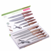 Набір кухонних ножів Kamille 6 предметів у подарунковій упаковці (5 ножів+овочечистка) KM-5043