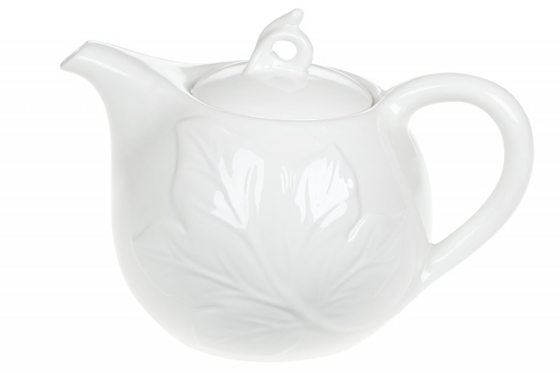 Чайник заварочный фарфоровый Bon Лист 938-020, 1л с объемным рисунком