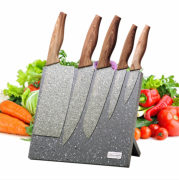 Набір ножів Kamille 6 предметів із нержавіючої сталі на підставці з мармуровим покриттям KM-5047