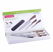 Набір кухонних ножів Kamille 4 предмети в подарунковій упаковці (3 ножі+магнітний утримувач) KM-5042