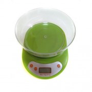 Весы кухонные электронные с чашей до 5кг 22,5х18,5х11,5cм Hoz зеленые MMS-R88496