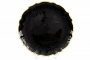 Сервірувальна тарілка скляна Bon 587-028, колір - чорна із золотою облямівкою, 33см