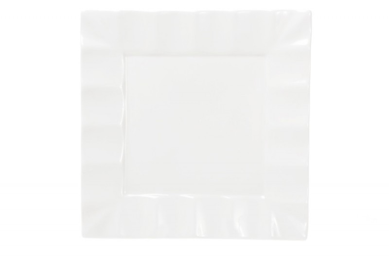 Набор тарелок фарфоровых квадратных Bon Волна 988-119, 25см, цвет - белый, 4 шт