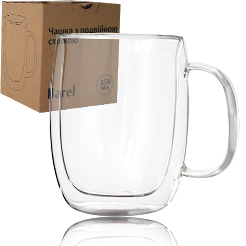 Чашка з подвійною стінкою скляна Barel 12х8, 5х11см 330мл SNT MSN-201-8