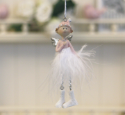 Декоративная подвеска Рresent новогодний Ангел h10см розовый 1016568-2 сердечный