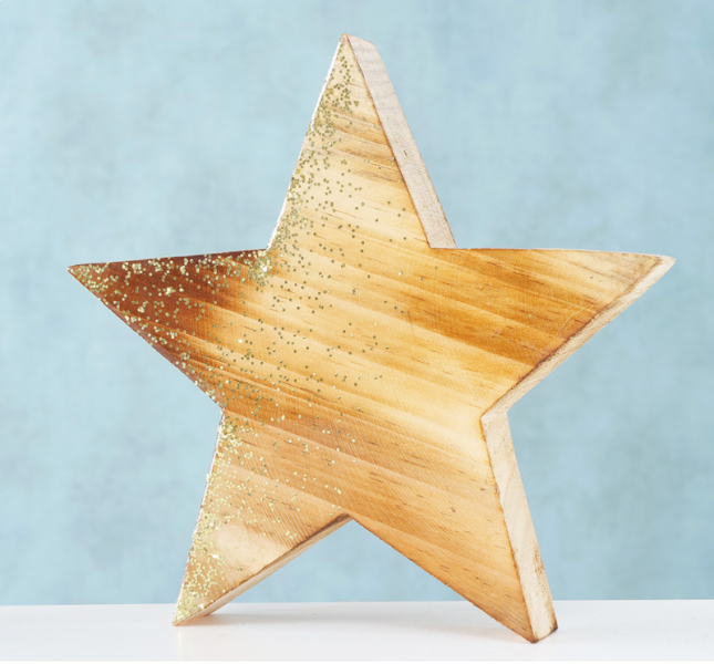 Новогодняя звезда Рresent дерево 20см коричневый 2003021