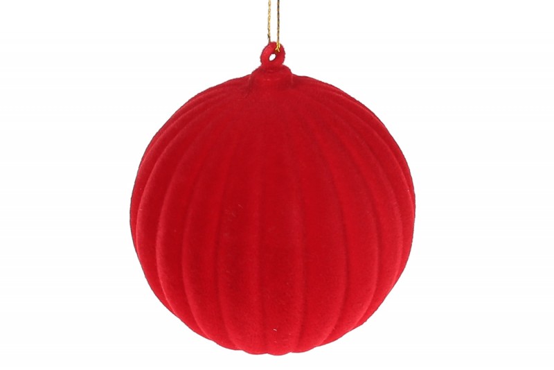 Ялинковий шар Bon 8см, колір - червоний велюр 113-522