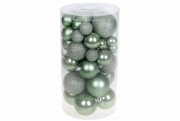 Набір ялинкових куль Bon, колір - зелена шавлія, 40шт - 6см, 5см, 4см, 3см 147-994