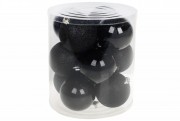 Набор елочных шаров Bon 8см, цвет - чёрный оникс, 12шт: глиттер, глянец - по 6шт 147-153