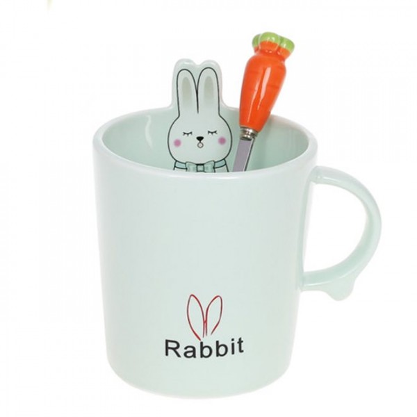 Чашка фарфоровая с ложечкой Flora Rabbit 0,38 л. 32392