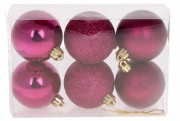 Набор елочных шаров Bon 6см, цвет - магнолия , 6шт: глянец, матовый, глиттер - по 2шт 147-511