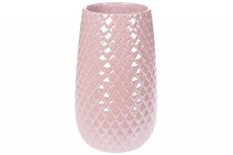 Ваза керамическая Bon 733-372 с объёмным орнаментом, 24.5см, цвет - розовый перламутр