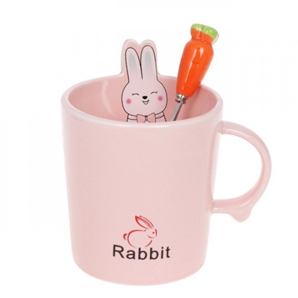 Чашка фарфоровая с ложечкой Flora Rabbit 0,38 л. 32394