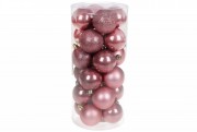 Набір ялинкових кульок Bon 6см, 24шт; колір - рожевий оксамит 12шт 147-744