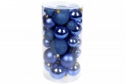 Набір ялинкових куль Bon, колір - королівський синій, 40шт - 6см, 5см, 4см, 3см 147-830