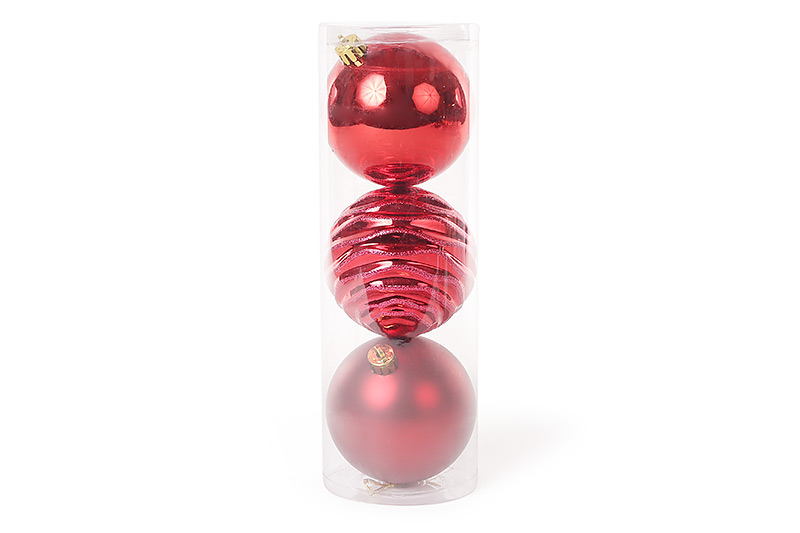 Набір ялинкових кульок Bon 8 см, колір - червоний, 3 шт 147-475