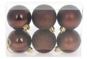 Набор елочных шаров Bon 6см, цвет - темный шоколад, 6шт 147-522