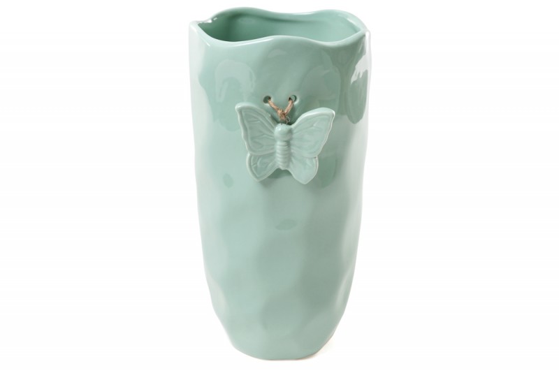 Набір керамічних ваз з об'ємним декором Bon Метелик 902-130, 26 см, колір - світло-зелений, 2 шт