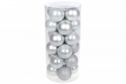 Набір ялинкових кульок Bon 6см, 24шт; колір - срібло 147-193
