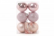 Набір ялинкових кульок Bon 6см, колір - рожевий, 6шт 147-203