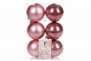 Набор елочных шаров Bon 6см, цвет - розовый бархат, 6шт: матовый, перламутр - по 3шт 147-743