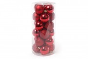Набір ялинкових кульок Bon 6см, 24шт; колір - червоний 147-584